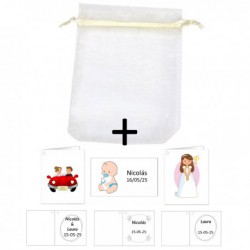 PROMOCION BOLSA DE ORGANZA CON TARJETA / PEGATINA