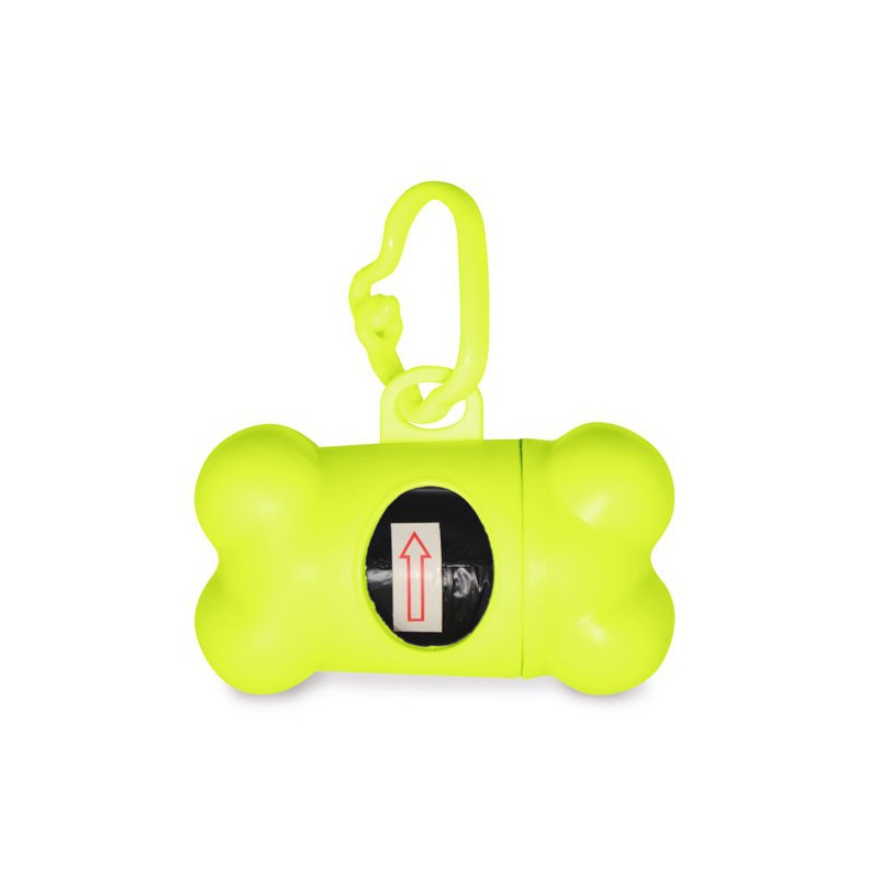 Portabolsas Forma Hueso Amarillo Fluor