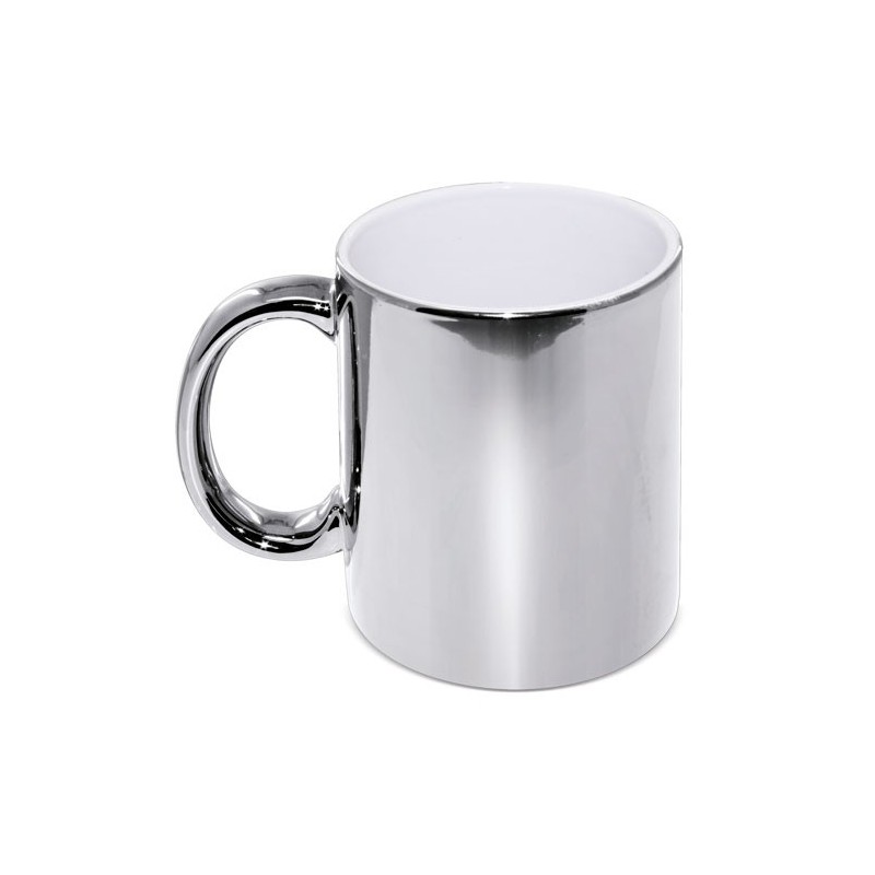 Mug Ceramica Metalizada Plata