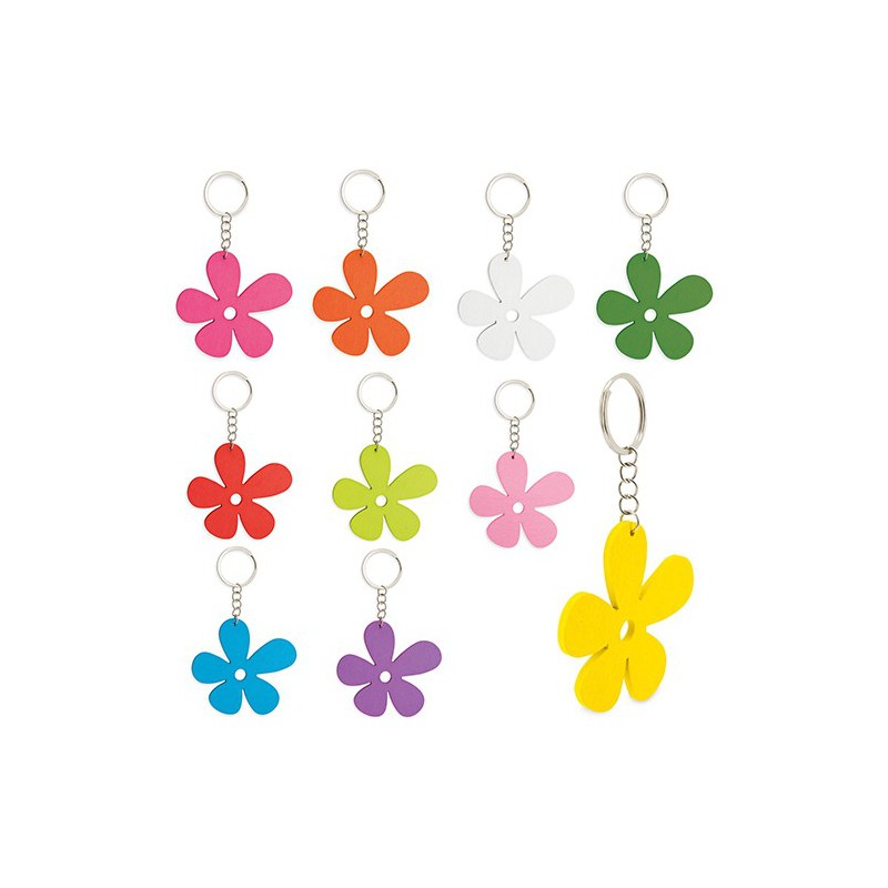 Llavero De Madera Happy Flower( 1 Pack 10 Uds.)